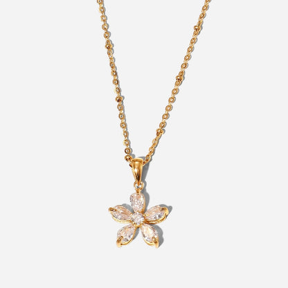 Flower Pendant Necklace Gold