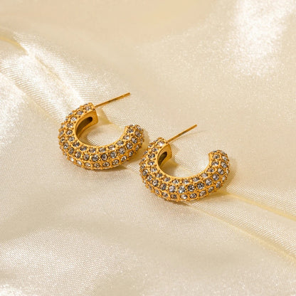 Crystal 18K Gold Hoops Earrings