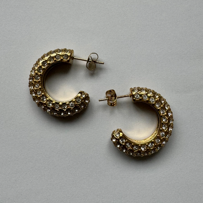 Crystal 18K Gold Hoops Earrings