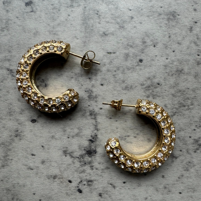 Crystal 18K Gold Hoops Earrings