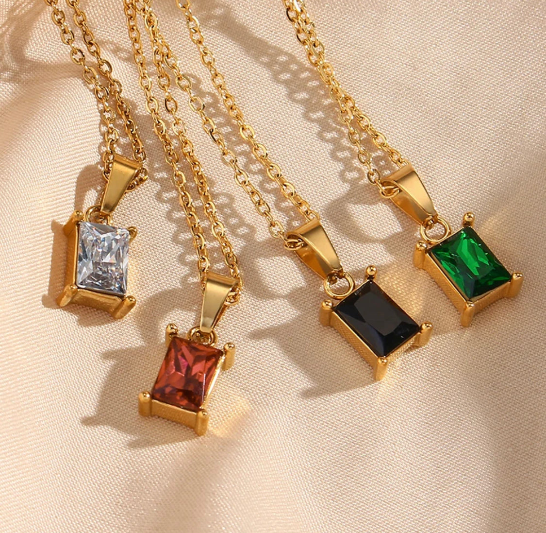 Square hot sale emerald necklace