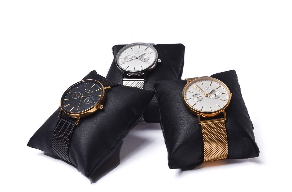 Watches available in gold, black and silver